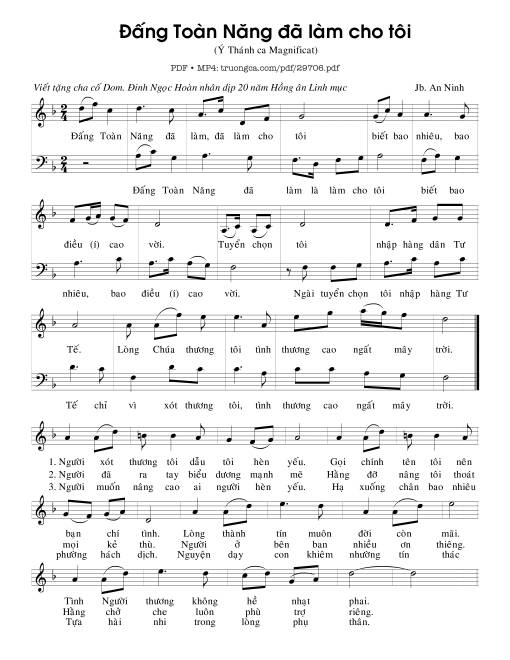Sheet PDF of Đấng Toàn Năng Đã Làm Cho Tôi