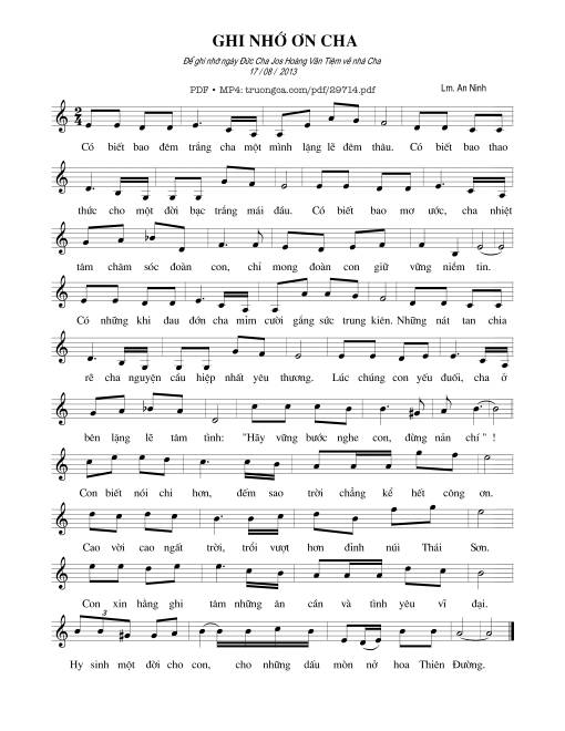 Sheet PDF of Ghi nhớ ơn cha