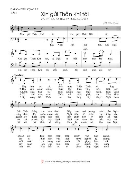Sheet PDF of Xin gửi Thần Khí tới (Tv. 103)