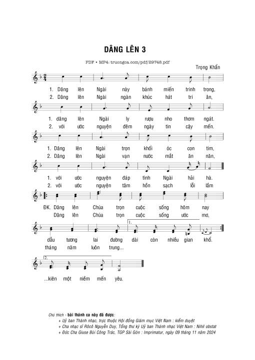 Sheet PDF of Dâng lên III - Trọng Khẩn