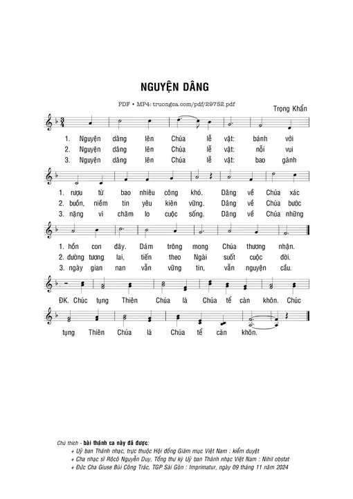 Nguyện dâng - Trọng Khẩn