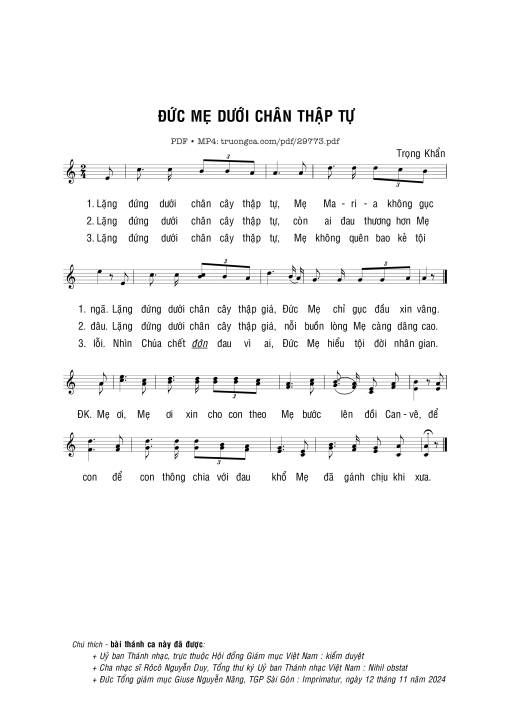 Sheet PDF of Đức Mẹ dưới chân thập tự