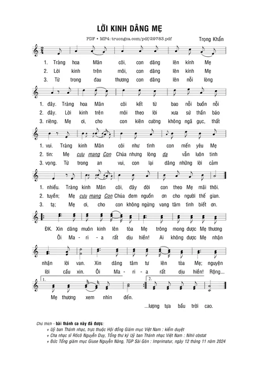 Lời kinh dâng Mẹ