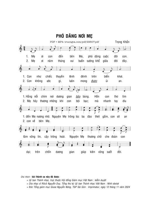 Sheet PDF of Phó dâng nơi Mẹ