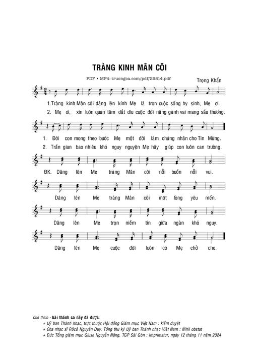 Sheet PDF of Tràng kinh Mân Côi
