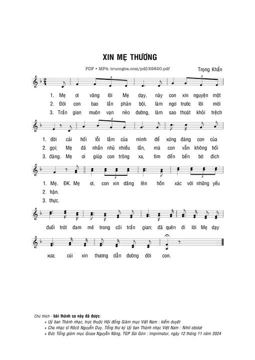 Xin Mẹ thương - Trọng Khẩn