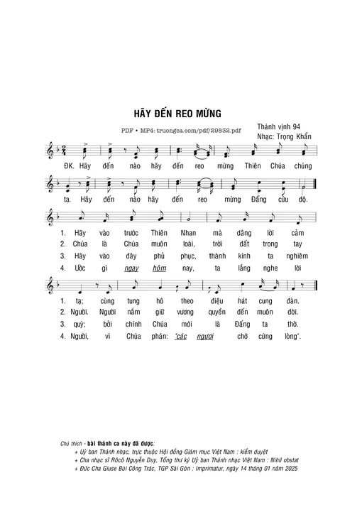 Sheet PDF of Hãy đến reo mừng
