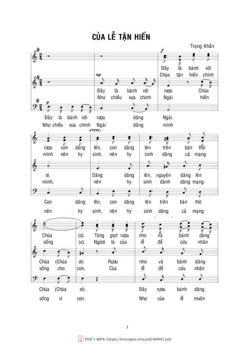 Sheet PDF of Của lễ tận hiến