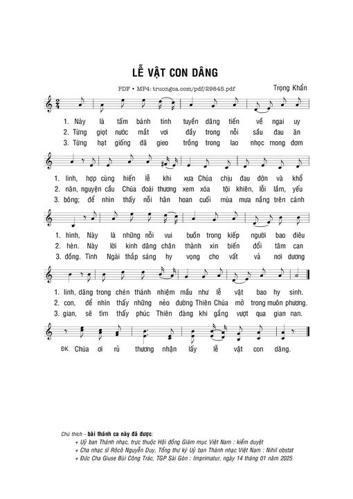 Sheet PDF of Lễ vật con dâng