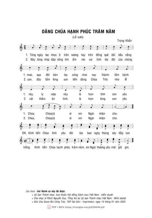 Sheet PDF of Dâng Chúa hạnh phúc trăm năm