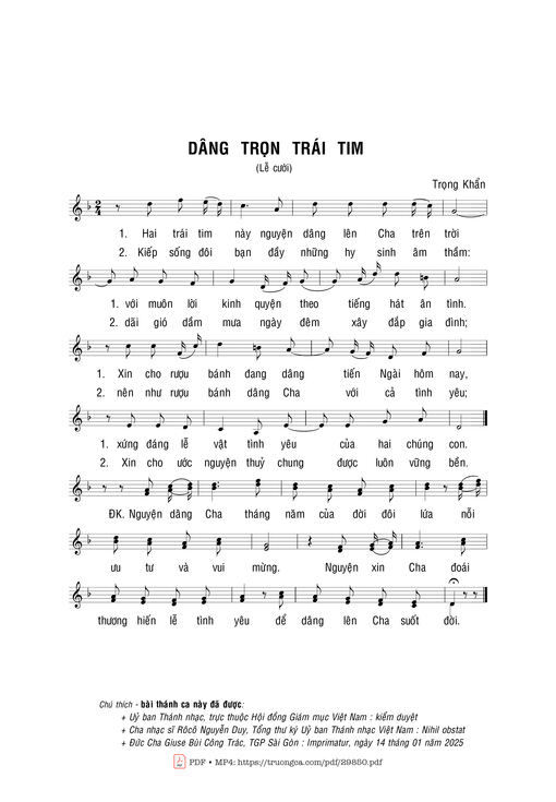 Sheet PDF of Dâng trọn trái tim