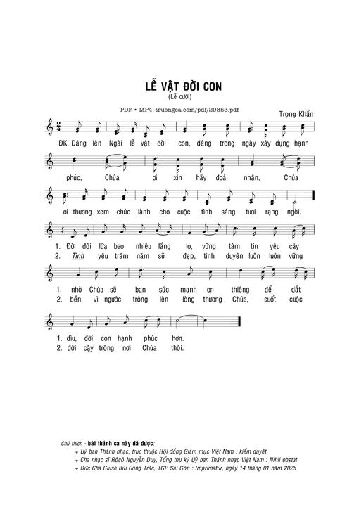 Sheet PDF of Lễ vật đời con