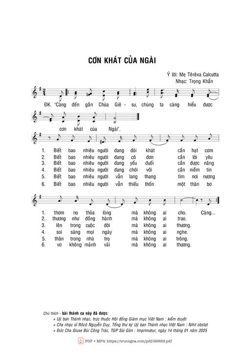 Sheet PDF of Cơn khát của Ngài