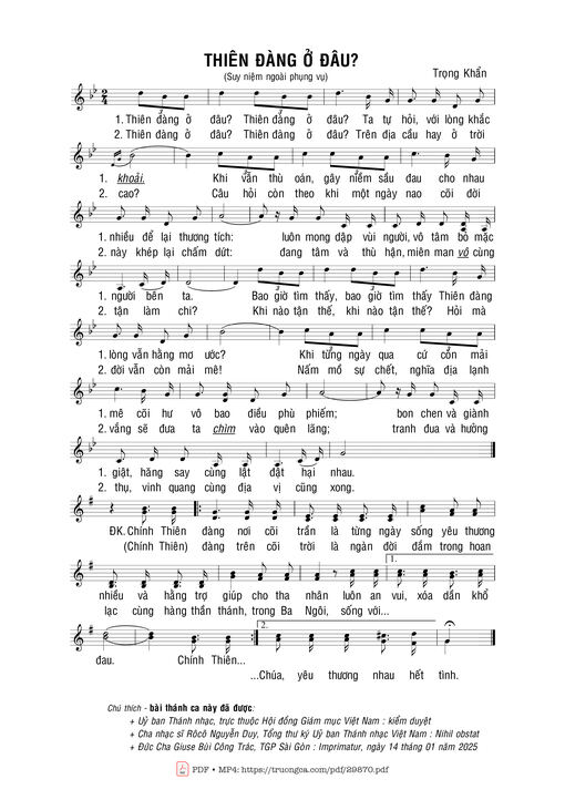 Sheet PDF of Thiên đàng ở đâu?