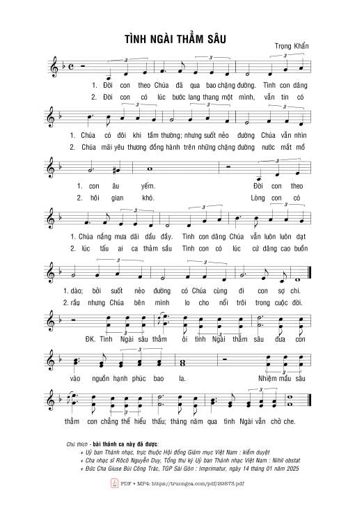 Sheet PDF of Tình Ngài thẳm sâu