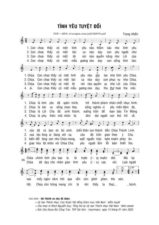 Sheet PDF of Tình yêu tuyệt đối