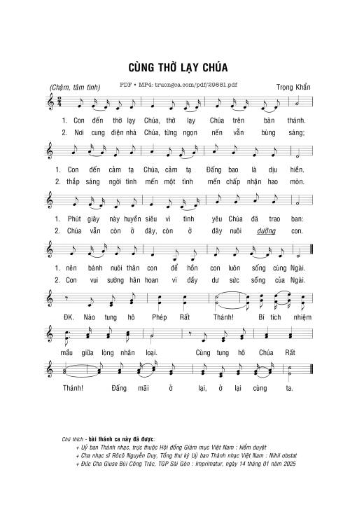 Sheet PDF of Cùng thờ lạy Chúa