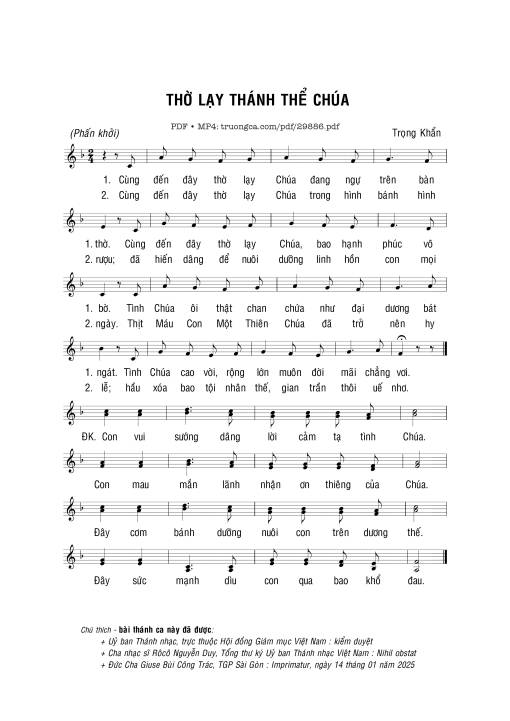 Sheet PDF of Thờ lạy Thánh Thể Chúa