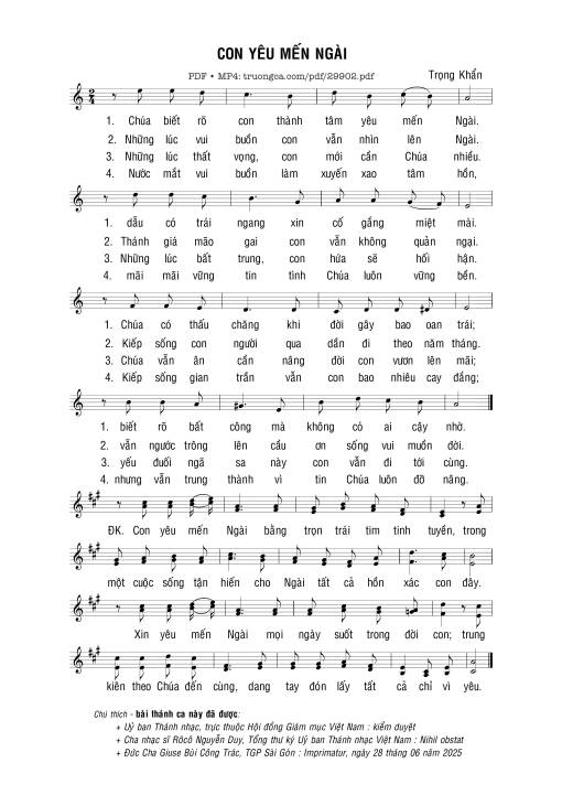 Sheet PDF of Con yêu mến Ngài