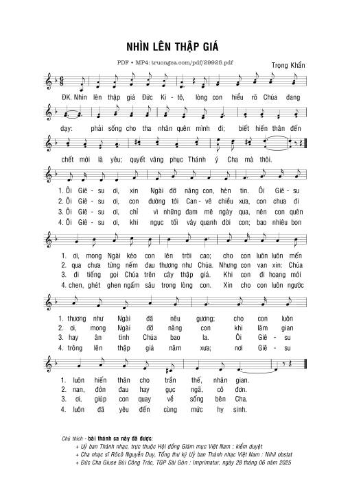 Sheet PDF of Nhìn lên thập giá