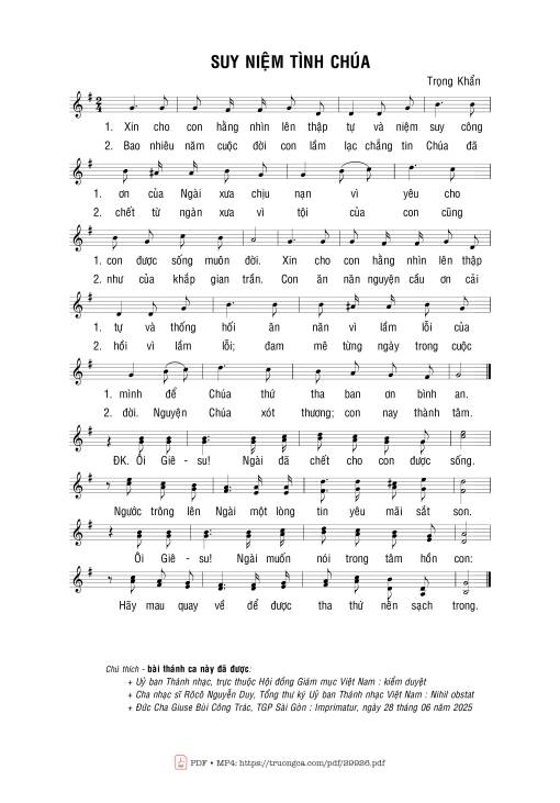 Sheet PDF of Duy niệm tình Chúa