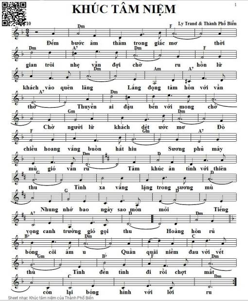 Sheet PDF of Khúc tâm niệm