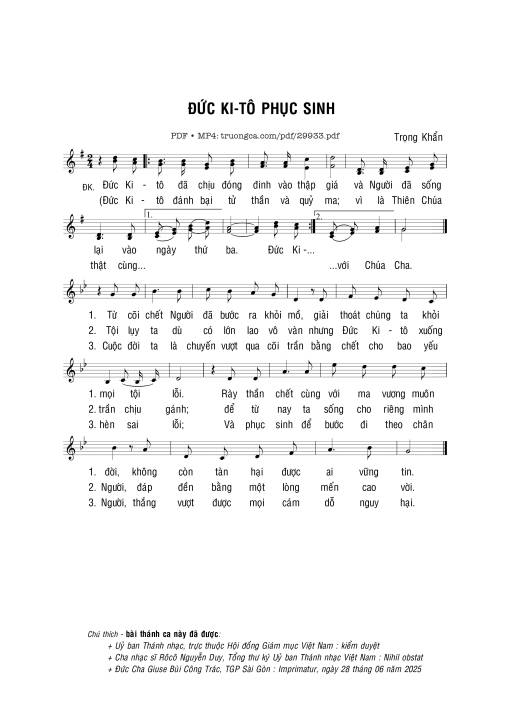 Sheet PDF of Đức Kitô phục sinh
