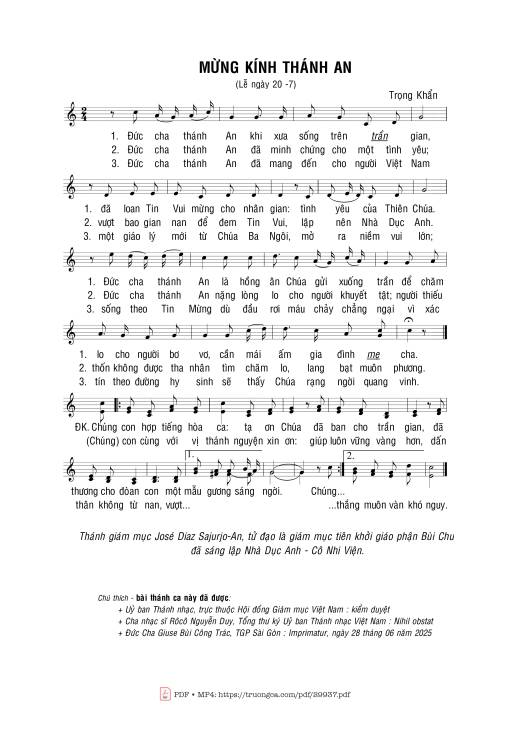 Mừng kính Thánh An