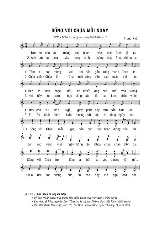 Sheet PDF of Sống với Chúa mỗi ngày