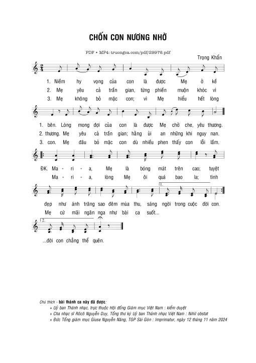 Sheet PDF of Chốn con nương nhờ