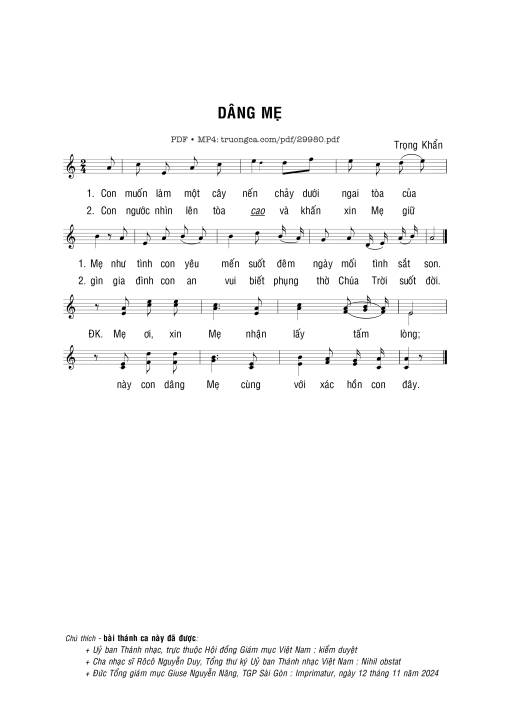 Dâng Mẹ - Trọng Khẩn