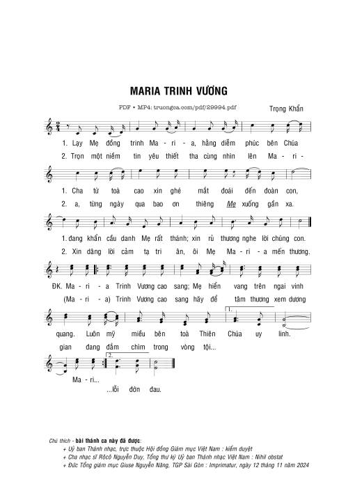 Sheet PDF of Maria Trinh Vương