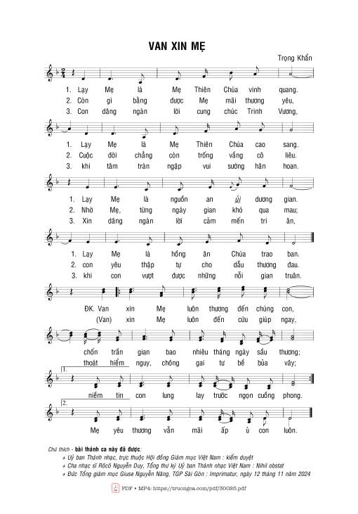 Van xin Mẹ - Trọng Khẩn