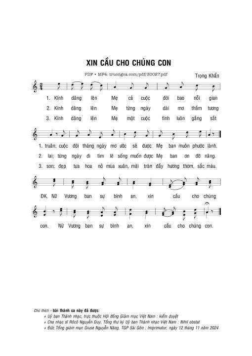 Sheet PDF of Xin cầu cho chúng con