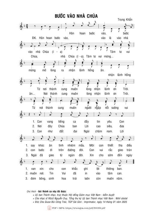 Sheet PDF of Bước vào nhà Chúa