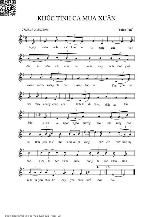 Sheet PDF of Khúc tình ca mùa xuân