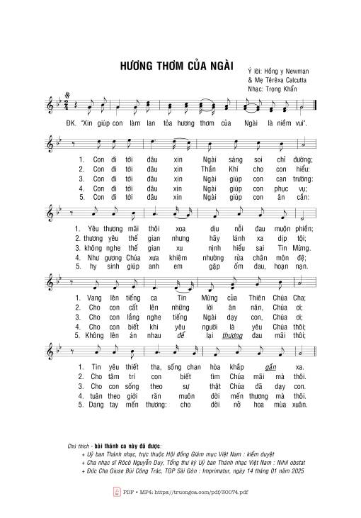 Sheet PDF of Hương thơm của Ngài