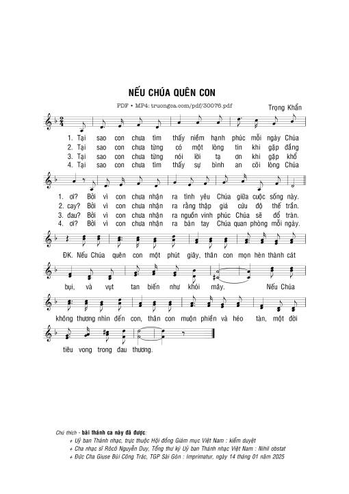 Sheet PDF of Nếu Chúa quên con
