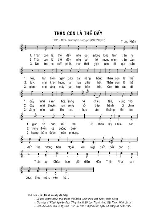 Sheet PDF of Thân con là thế đấy