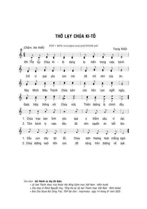 Sheet PDF of Thờ lạy Chúa Ki-tô