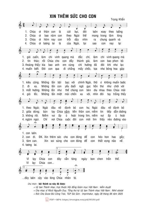 Sheet PDF of Xin Thêm Sức Cho Con