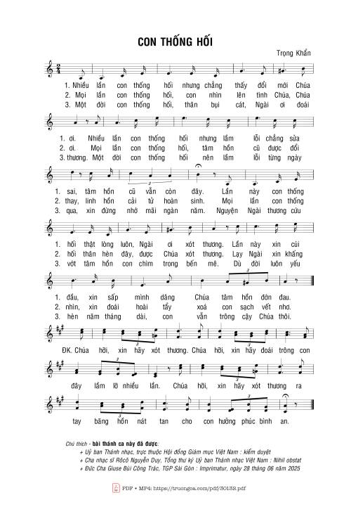 Sheet PDF of Con thống hối