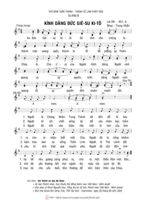 Sheet PDF of Kính dâng Đức Giêsu Kitô