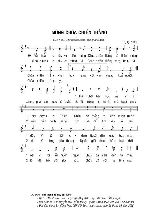 Sheet PDF of Mừng Chúa chiến thắng