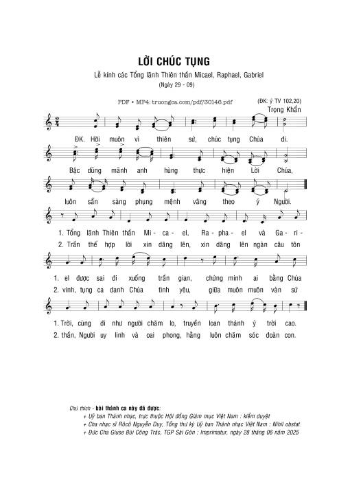 Sheet PDF of Lời Chúc Tụng