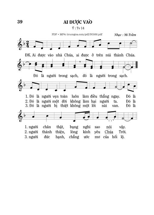 Sheet PDF of Ai được vào (Tv. 14)