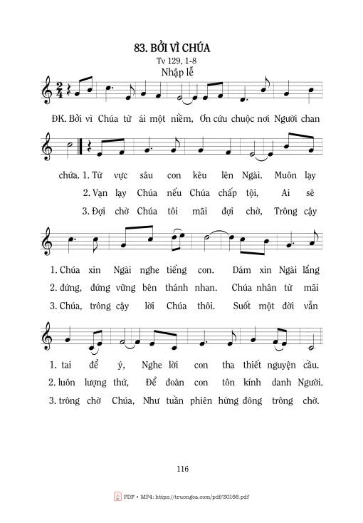 Sheet PDF of Bởi vì Chúa (Tv. 129)
