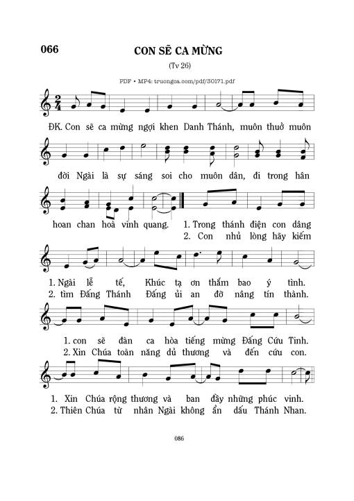 Sheet PDF of Con sẽ ca mừng (Tv. 26)