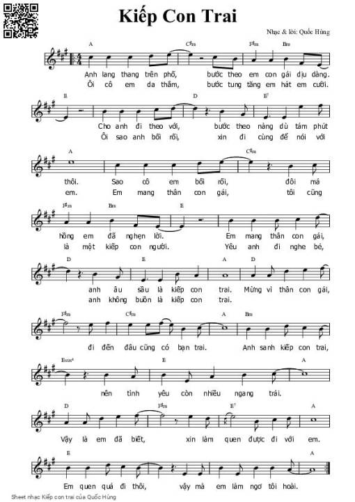 Sheet PDF of Kiếp con trai