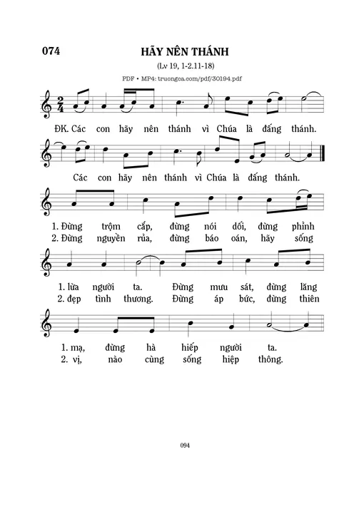 Sheet PDF of Hãy nên thánh